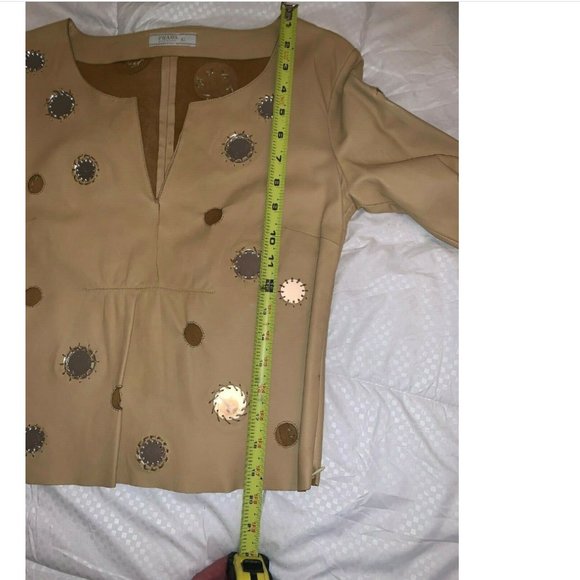 PRADA NAPPA LEATHER CROP TOP BLOUSE EU SIZE 42 *RIPPED* FITS LIKE A US Size 4 - Picture 7 of 13